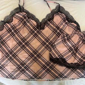 Victoria's Secret Pink and Black Plaid Pajama Set